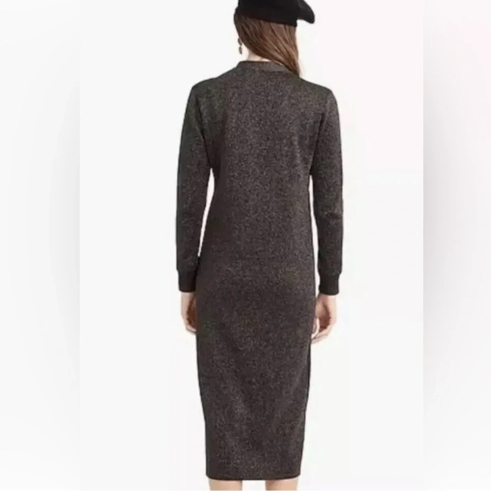 J. Crew 365 V Neck Metallic Silver Sparkle Button Front Sweater Dress NWOT